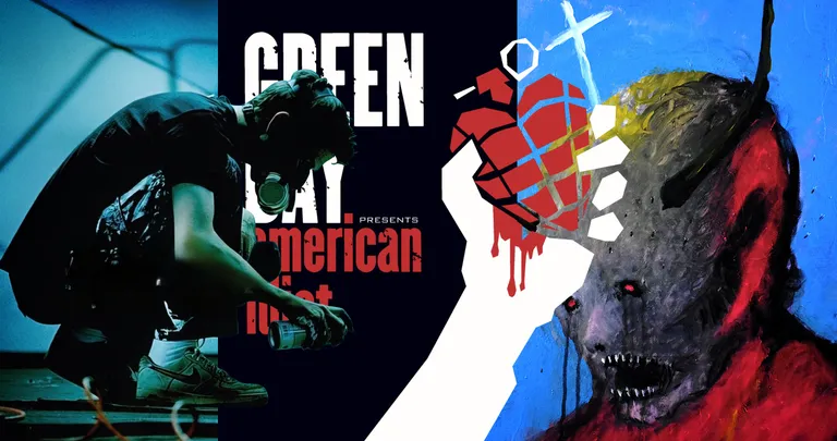 An image containing 3 album artworks: Meteora 20th anniversary special edition by LINKIN PARK, Americal Idiot by Green Day and Mildred by Grim Salvo.